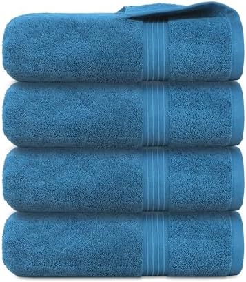 Bliss Casa Bath Towel Set (4 Pack, 70 X 140 cm) - 600 GSM 100% Combed Cotton Quick Drying Highly Absorbent Thick Bathroom Towels - Soft Hotel Quality for Bath and Spa - Navy