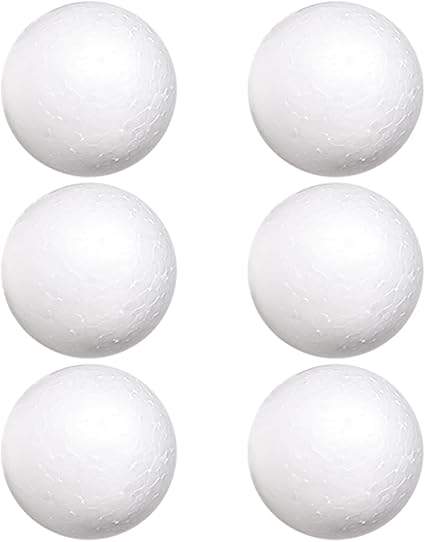 Worown 6 Pack 10 cm White Foam Balls, Solid Polystyrene Balls for Arts & Crafts, Ornaments School Projects Wedding Decorations