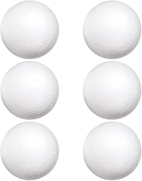 Worown 6 Pack 10 cm White Foam Balls, Solid Polystyrene Balls for Arts & Crafts, Ornaments School Projects Wedding Decorations