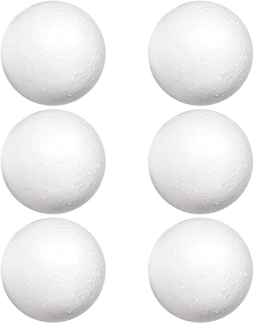 Worown 6 Pack 10 cm White Foam Balls, Solid Polystyrene Balls for Arts & Crafts, Ornaments School Projects Wedding Decorations