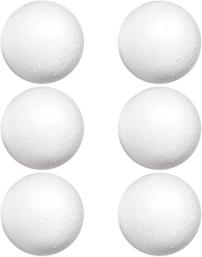 Worown 6 Pack 10 cm White Foam Balls, Solid Polystyrene Balls for Arts & Crafts, Ornaments School Projects Wedding Decorations
