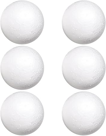 Worown 6 Pack 10 cm White Foam Balls, Solid Polystyrene Balls for Arts & Crafts, Ornaments School Projects Wedding Decorations