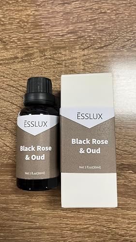 ESSLUX Black Rose & Oud Fragrance Oil - Essential Oils for Diffuser, Candle Soap Making Scents, Aromatherapy Scented Massage, Perfume for Humidifier Home Fragrance, 30ml