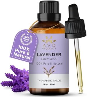 AVD Organics Lavender Essential Oil 30ml – 100% Pure & Natural Lavender Oil for Diffuser, Aromatherapy, Sleep, Massage, Skin, Meditation & Relaxation | Therapeutic Grade | 1 fl oz