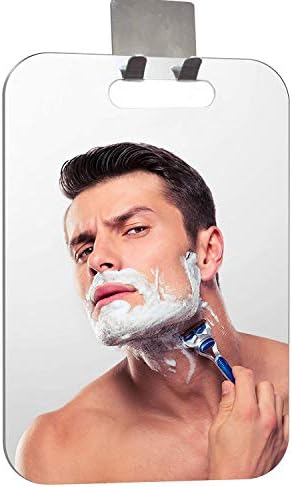 XoYo-Fogless Shower Mirror (11inX7.48in), Anti-Fog Shower Mirror, Shower Makeup Shave Mirror, Frameless Shower Mirror, Wall Hanging Mirror (Large, Shaver Hook)