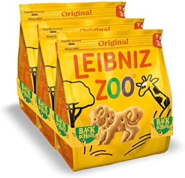 Bahlsen Leibniz Zoo Original Butter Biscuits - Animal Shaped Crisp Butter Cookies 100g Each - Pack of 3