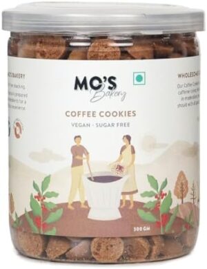 Mo's Sugar Free Coffee Cookies, 300g | Mini Cookies | Healthy Snack For Diabetics | Vegan |100% Natural & Preservatives Free | Guilt Free Snacks