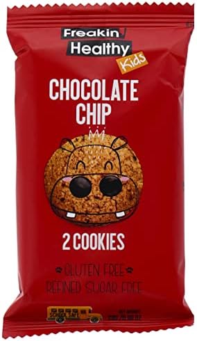Freakin Healthy Chocolate Chip Cookies 336g, Pack of 12, Soft Baked Biscuits, Made with Raw Choco, Plant Based Kids Snacks, Launch box friendly treat