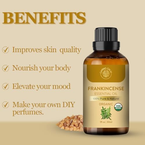 Organic Frankincense Essential Oil | USDA Certified | 100% Pure and Natural Frankincense Oil Essential for Skin Home Fragrance | 30ml