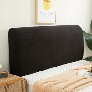 Bed Headboard Cover, Dustproof Stretch Bed Head Protector Cover, Solid Color Bedroom Decoration, for Bedroom Decor, Washable (Black,200cm)