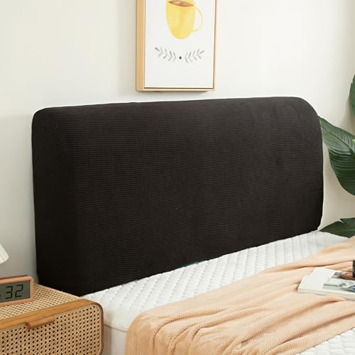Bed Headboard Cover, Dustproof Stretch Bed Head Protector Cover, Solid Color Bedroom Decoration, for Bedroom Decor, Washable (Black,200cm)