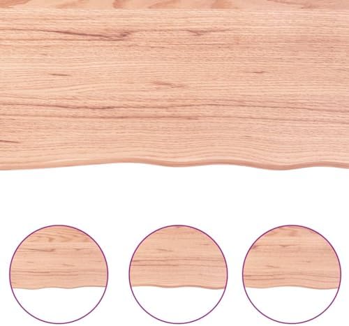 vidaXL Bathroom Countertop, Bathroom Worktop for Replacement, Vanity Top with Live Edge, Worktop Cabinet Top Table Top, Light Brown Treated Solid Wood