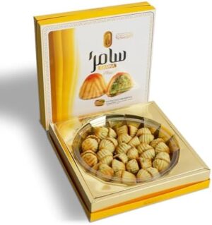 Samra Sweets Pistachio Maamoul 450gm – Traditional Arabic Sweets Gift Box – Perfect Festive Treat for Eid, Ramadan, Diwali, Christmas – Gourmet Middle Eastern Pastry Filled with Premium Pistachios