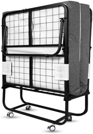 SKY-TOUCH Folding Bed with Memory Foam Mattress, Portable Foldable Beds Strong Sturdy Frame, Rollaway Beds for Home and Office,white,190 * 80cm,00216