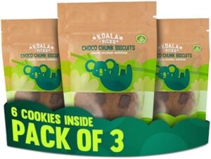 Koala Picks Choco Chunk & Choco Chip Cookies – Healthy Snack for Kids & Adults – No Refined Sugar, No Preservatives – Made with Date Powder & Cocoa Butter – 40g Pack 3 Pack of 2 Cookies