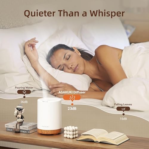 ASAKUKI 300ml Essential Oil Diffuser, Quiet 5-in-1 Premium Humidifier, Natural Home Fragrance Aroma Diffuser with 7 LED Color Changing Light and Auto-Off Safety Switch, Yellow