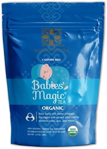 Secrets Of Tea Babies’ Magic Tea Baby Colic And Gas- USDA Organic Caffeine-Free Colic Calm Tea for Babies and Newborns - 80 Servings - 20 Count(1 Pack)