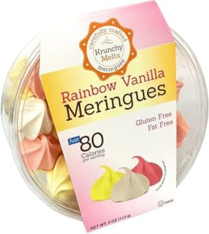 Krunchy Melts Original Meringue Cookies | Rainbow Vanilla Flavor | Only 80 Calories Per Serving | Fat Free, Gluten Free, Dairy Free (4 Oz)