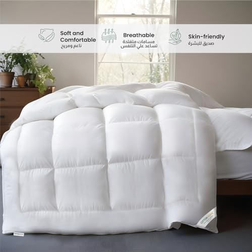 Cotton Home Casual Bedding Comforter Duvet Insert White Luxury Microfiber All Seasonal Quilted Comforter/Duvet with Corner Tabs Lightweight Breathable Machine Washable Bedding Essentials (220x240cm)