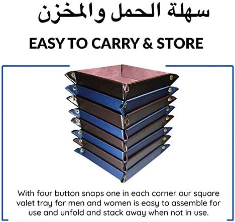 LEART Leather Valet Tray Organizer for Men and Women - Home and Office, Desk and Bedside Catchall holder for Wallets, Jewelry, Watches, Keys, Coins, Mobile, Cosmetics, TV Remote (Jade Green)