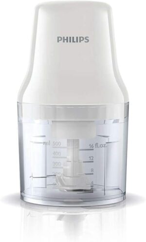 Philips Chopper Daily Collection - 450W, 0.7L Plastic Bowl, 2 Blades, White - HR1393/01