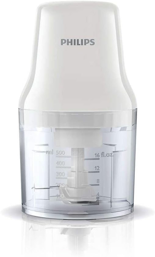 Philips Chopper Daily Collection - 450W, 0.7L Plastic Bowl, 2 Blades, White - HR1393/01