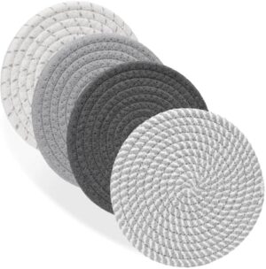 Billbotk 7" Trivets for Hot Dishes, Hot pots and Pans, 4 Heat Resistant Hot Pads, Pot Holders for Kitchen, Hot Plate Mats for Kitchen Countertops, Table, Home Essentials, Farmhouse Decor