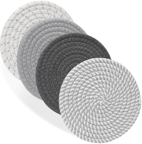 Billbotk 7" Trivets for Hot Dishes, Hot pots and Pans, 4 Heat Resistant Hot Pads, Pot Holders for Kitchen, Hot Plate Mats for Kitchen Countertops, Table, Home Essentials, Farmhouse Decor