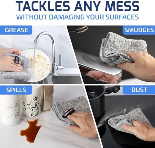 Neolavish® Microfiber Cleaning Cloth for Kitchen - 6 Pack | Super Absorbent Dish Towels for Home Cleaning | Lint-Free Wiping and Drying Clothes - 30x30 cm