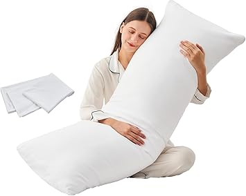 Dreamliner Sirri 3-Piece Body Pillow Set 50x150cm (1Body Pillow + 2Pillow cases), Down Alternative Filling, Hypoallergenic, Anti-bacterial, Easycare, Ergonomic, Pain Relief, Spine and Neck support.