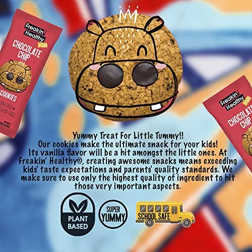 Freakin Healthy Chocolate Chip Cookies 336g, Pack of 12, Soft Baked Biscuits, Made with Raw Choco, Plant Based Kids Snacks, Launch box friendly treat