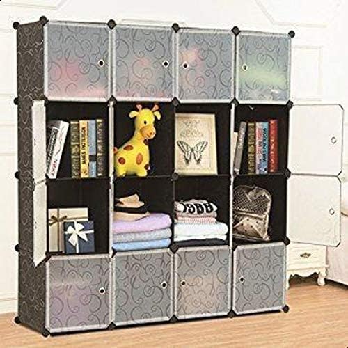 16 Cube Storage Cupboard Cabinet Wardrobe (BLACK)