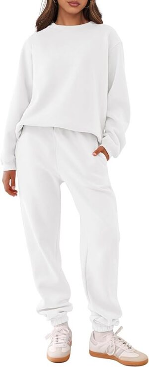 ANRABESS Women's Two Piece Outfits Long Sleeve Crewneck Sweatsuit with Jogger Pants Lounge Sets with Pockets