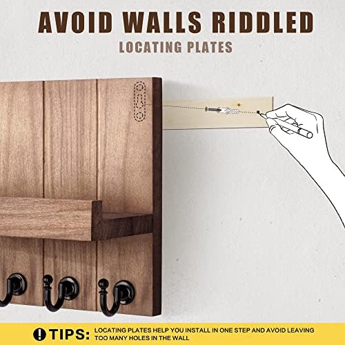 Rebee Vision Decorative Key Holder for Wall - Rustic Key Hooks with Shelf and Mail Organizer Wall Mount for Farmhouse Wall Decor Living Room - Home Essentials for New Home (Retro Brown)