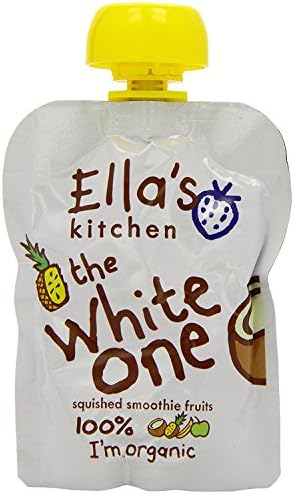 Ella's Kitchen Organic Squished Smoothie Fruits - The White One, 6+ Months Baby Food, Gluten & Dairy Free - Pack of 4 Each 90g