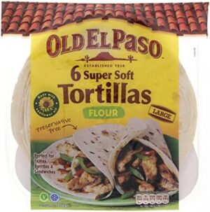 Old El Paso Soft Tortilla Wraps, Flour, 350g, Made Exclusively with Sunflower Oil, Preservative Free, Your Choice of Tortilla for Fajitas, Burritos, & Sandwiches, Super Soft, and Flexible, 6 Pieces