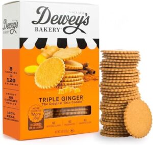 Dewey's Bakery Triple Ginger Cookie Thins | No Artificial Flavors, Synthetic Colors or Preservatives | Baked in Small Batches | 9oz (Pack of 1)