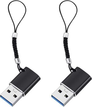 Excefore USB C Female to USB A Male Adapter - 2 Pcs Portable, High Speed Data Transfer Compatible with MacBook, Tablet, Laptop