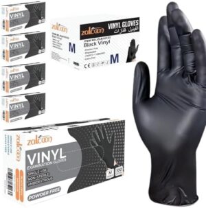ZALCOON Vinyl Exam disposable Gloves, 4.5g latex free Powder Free Gloves for light use, Home, Cleaning, Food Prep, Food safe and Non-Sterile (5 Pack x 100 Pieces)