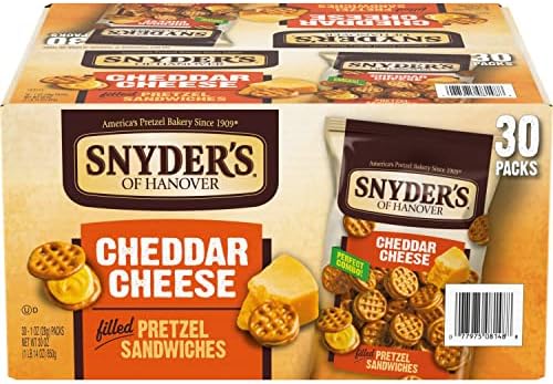 Snyder's of Hanover Pretzel Sandwiches, Cheddar Cheese, Snack Packs, 30 Ct