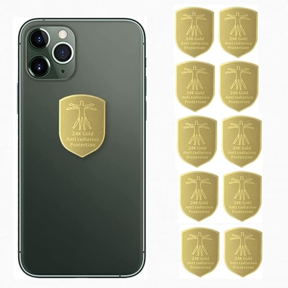 10 Pieces Radiation Protection Phone Stickers Anti Radiation EMF Blocker Electronic Devices Radiation Protector Stickers EMF Shield Sticker for Mobile Phones Computers Laptops (Gold-10pcs)