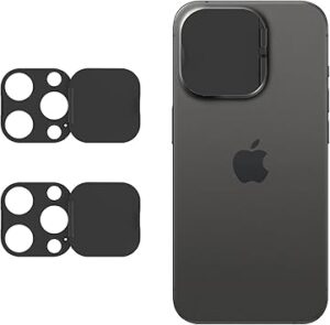 KASTWAVE Camera Cover, 2 Pcs Phone Webcam Camera Lens Cover Compatible for iPhone 15 Pro/iPhone 15 Pro Max, Camera Lens Protector to Protect Privacy and Security, Strong Adhesive (Black)