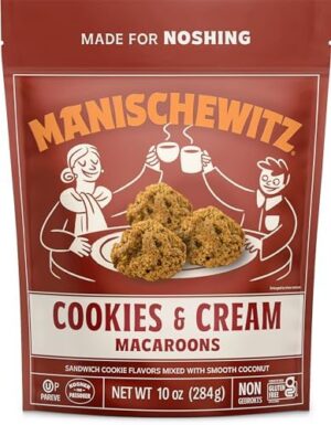 Manischewitz Cookies 'n Cream Macaroons, 10 oz | Coconut Macaroons | Resealable Bag | Dairy Free | Gluten Free Coconut Cookie | Kosher for Passover
