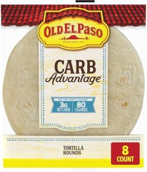 Old El Paso Carb Advantage Tortilla Rounds, 3g Net Carbs, 80 Calories, 8 Ct, 6.5 oz