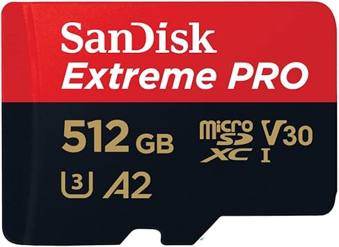 SanDisk 512GB Extreme Pro microSD UHS I Card for 4K Video on Smartphones, Action Cams & Drones 200MB/s Read, 140MB/s Write, SDSQXCD 512G GN6MA, Red/Black