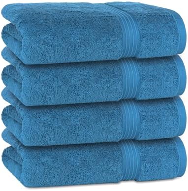 Bliss Casa Bath Towel Set (4 Pack, 70 X 140 cm) - 600 GSM 100% Combed Cotton Quick Drying Highly Absorbent Thick Bathroom Towels - Soft Hotel Quality for Bath and Spa - Navy