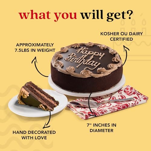 David’s Cookies Chocolate Fudge Cake 7” - Delicious Birthday Cakes and Treats for Delivery - Fresh Bakery Dessert, Delivered Frozen in Dry Ice - Great Birthday Party Gift Idea for Women, Men and Kids