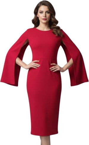 GRECIILOOKS One-Piece Below The Knee Bodycon Dress for Women