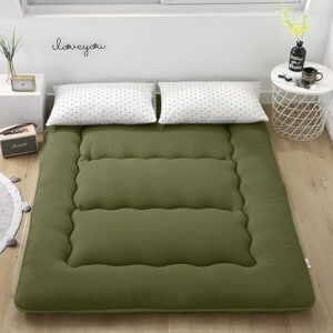 Beauenty Japanese Floor Mattress,Thicken Memory Foam Futon Mattress,Travel Lounger Resting Roll Up Bed (Green, 1.35 * 2.0M)