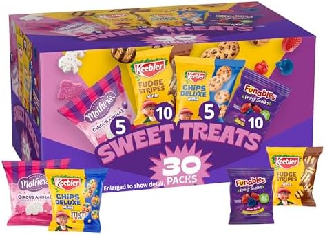 Keebler Sweet Treat Variety Pack, 30-Count Box, Includes Chips Deluxe, Funables, Fudge Stripes, and Mother's Circus Animal Cookies, 29 oz
